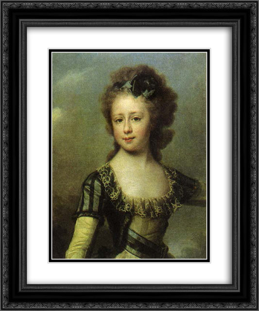 Maria Pavlovna 20x24 Black Ornate Wood Framed Art Print Poster with Double Matting by Levitzky, Dmitry