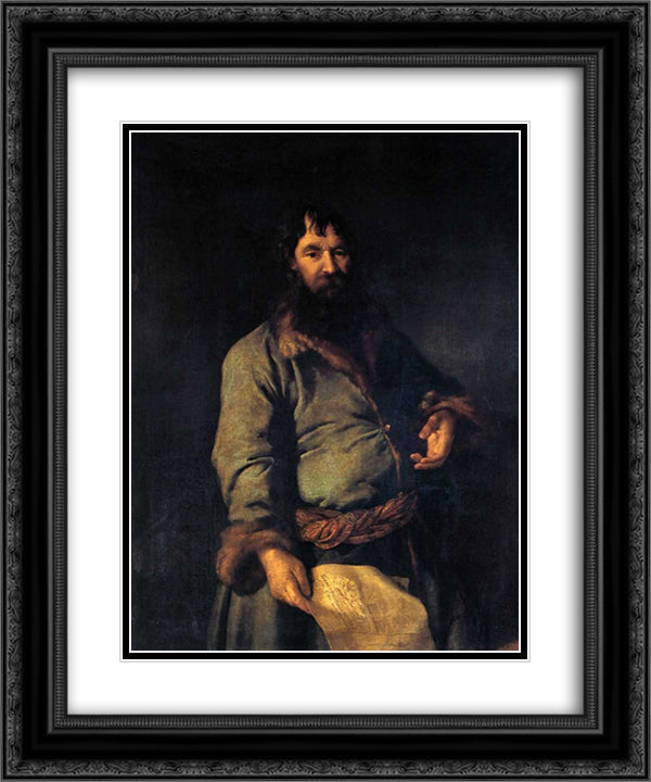 Philanthropic giver (Portrait of N. A. Sezemov) 20x24 Black Ornate Wood Framed Art Print Poster with Double Matting by Levitzky, Dmitry