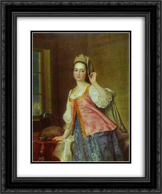 Portrait of A. D. Levitzkaya, Artist s Daughter 20x24 Black Ornate Wood Framed Art Print Poster with Double Matting by Levitzky, Dmitry