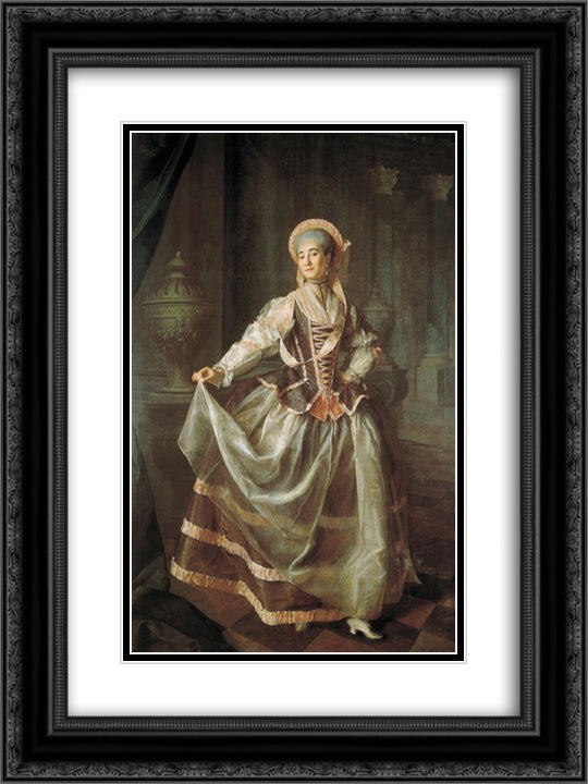 Portrait of A. P. Levshina 18x24 Black Ornate Wood Framed Art Print Poster with Double Matting by Levitzky, Dmitry