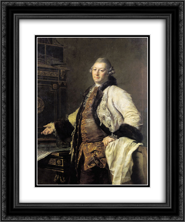 Portrait of Alexander Kokorinov, Director and First Rector of the Academy of Arts in St. Petersburg. 20x24 Black Ornate Wood Framed Art Print Poster with Double Matting by Levitzky, Dmitry