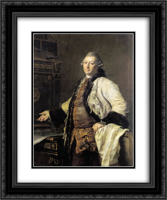 Portrait of Alexander Kokorinov, Director and First Rector of the Academy of Arts in St. Petersburg. 20x24 Black Ornate Wood Framed Art Print Poster with Double Matting by Levitzky, Dmitry