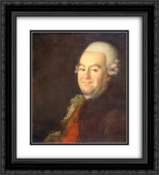 Portrait of an uknown man 20x22 Black Ornate Wood Framed Art Print Poster with Double Matting by Levitzky, Dmitry