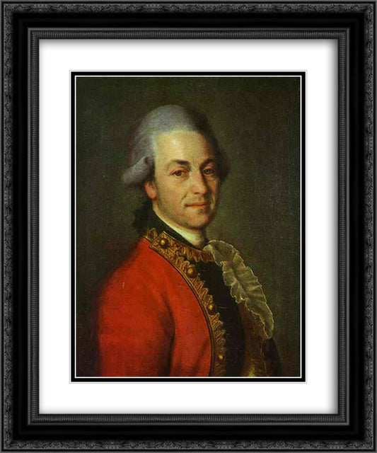 Portrait of an Unknown Man 20x24 Black Ornate Wood Framed Art Print Poster with Double Matting by Levitzky, Dmitry