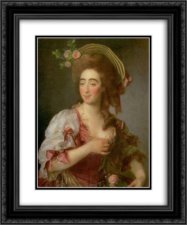 Portrait of Anna Davia (D'Avia) Bernucci 20x24 Black Ornate Wood Framed Art Print Poster with Double Matting by Levitzky, Dmitry