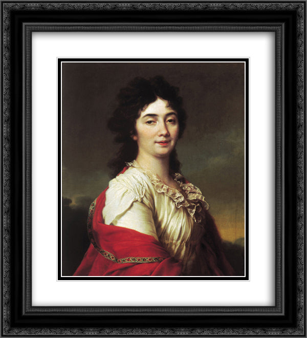 Portrait of Anna Stepanovna Protassova, the former maid of honor of Catherine II 20x22 Black Ornate Wood Framed Art Print Poster with Double Matting by Levitzky, Dmitry