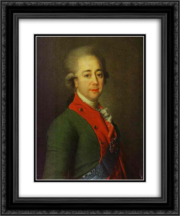 Portrait of Baron A. N. Stroganoff 20x24 Black Ornate Wood Framed Art Print Poster with Double Matting by Levitzky, Dmitry