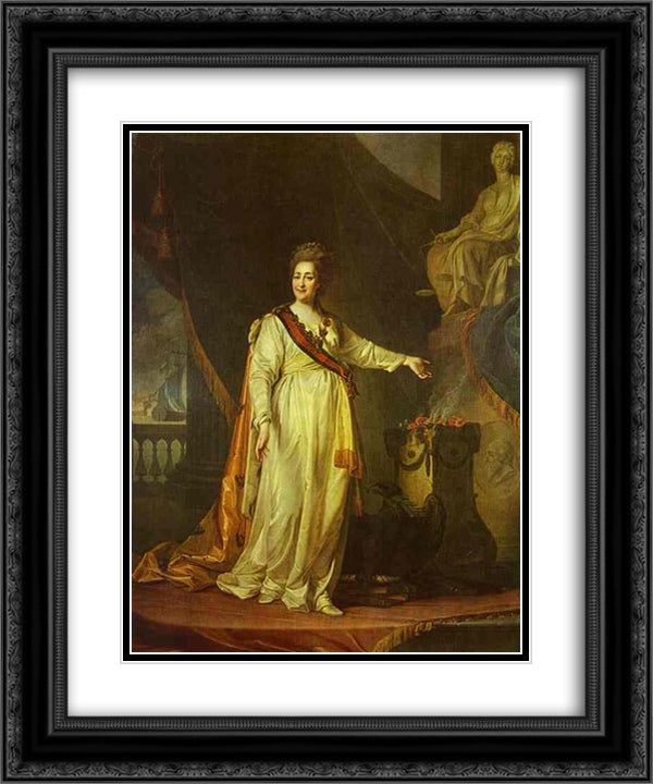 Portrait of Catherine II as Legislator in the Temple of the Goddess of Justice 20x24 Black Ornate Wood Framed Art Print Poster with Double Matting by Levitzky, Dmitry