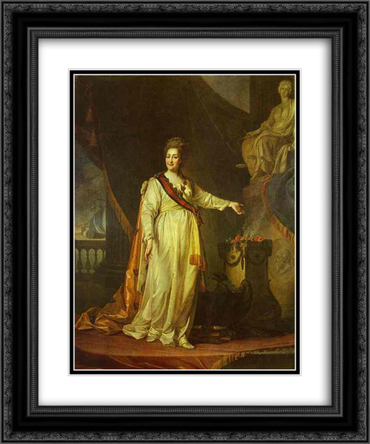 Portrait of Catherine II as Legislator in the Temple of the Goddess of Justice 20x24 Black Ornate Wood Framed Art Print Poster with Double Matting by Levitzky, Dmitry