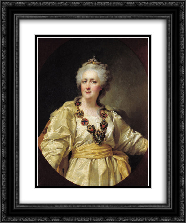 Portrait of Catherine II of Russia 20x24 Black Ornate Wood Framed Art Print Poster with Double Matting by Levitzky, Dmitry