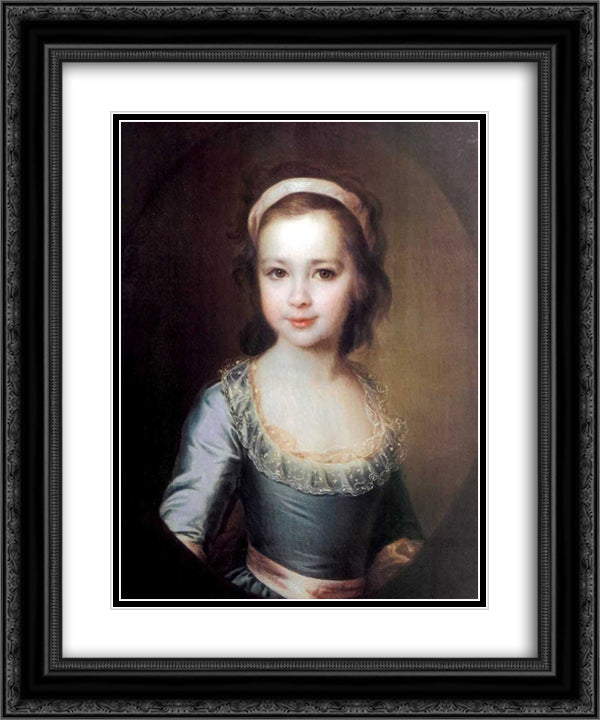 Portrait of Countess Anna Vorontsova as a Child 20x24 Black Ornate Wood Framed Art Print Poster with Double Matting by Levitzky, Dmitry