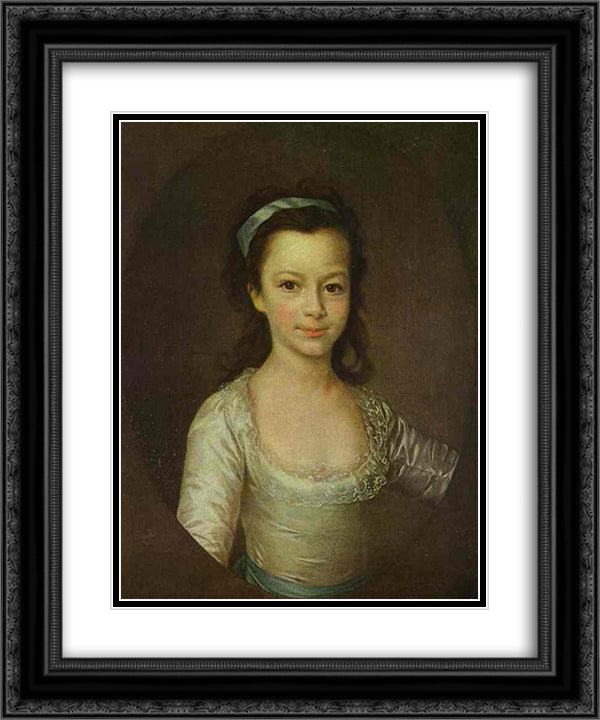 Portrait of Countess Ekaterina Vorontsova as a Child 20x24 Black Ornate Wood Framed Art Print Poster with Double Matting by Levitzky, Dmitry