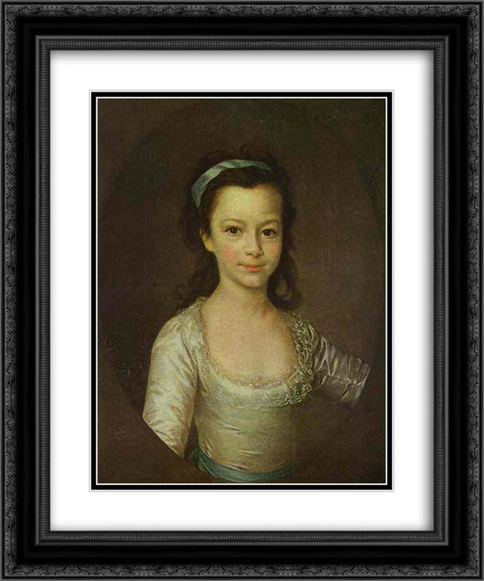 Portrait of Countess Ekaterina Vorontsova as a Child 20x24 Black Ornate Wood Framed Art Print Poster with Double Matting by Levitzky, Dmitry