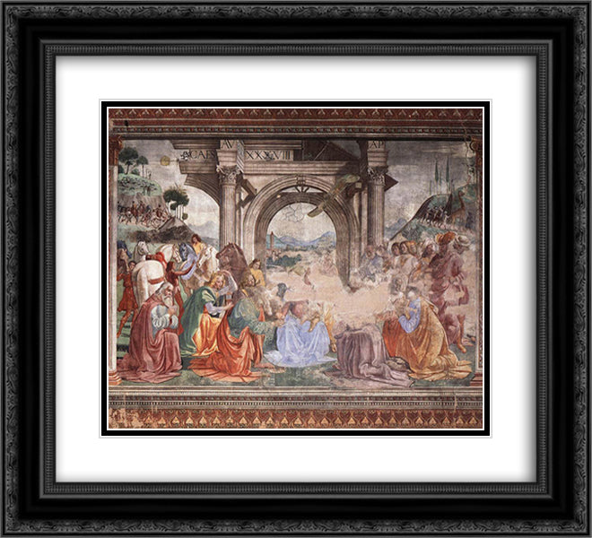 Adoration of the Magi 22x20 Black Ornate Wood Framed Art Print Poster with Double Matting by Ghirlandaio, Domenico