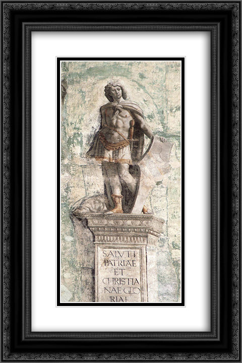 David 16x24 Black Ornate Wood Framed Art Print Poster with Double Matting by Ghirlandaio, Domenico