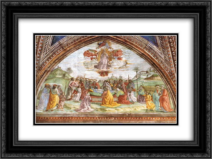 Death and Assumption of the Virgin 24x18 Black Ornate Wood Framed Art Print Poster with Double Matting by Ghirlandaio, Domenico