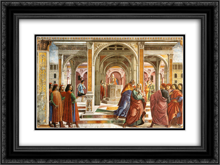 Expulsion of Joachim 24x18 Black Ornate Wood Framed Art Print Poster with Double Matting by Ghirlandaio, Domenico