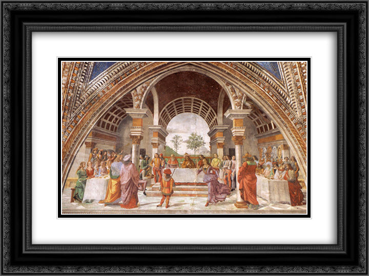 Herod's Banquet 24x18 Black Ornate Wood Framed Art Print Poster with Double Matting by Ghirlandaio, Domenico