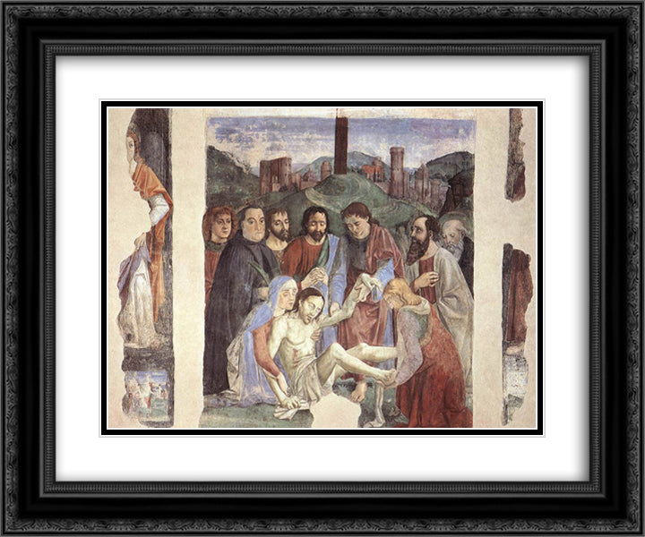 Lamentation over the Dead Christ 24x20 Black Ornate Wood Framed Art Print Poster with Double Matting by Ghirlandaio, Domenico