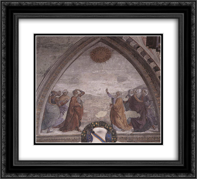 Meeting of Augustus and the Sibyl 22x20 Black Ornate Wood Framed Art Print Poster with Double Matting by Ghirlandaio, Domenico