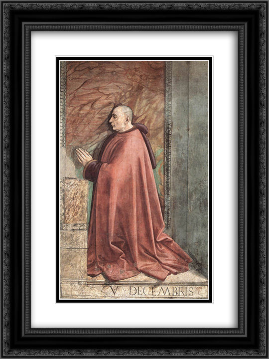 Portrait of Francesco Sassetti 18x24 Black Ornate Wood Framed Art Print Poster with Double Matting by Ghirlandaio, Domenico