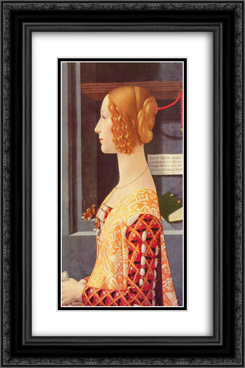 Portrait of Giovanna Tornabuoni 16x24 Black Ornate Wood Framed Art Print Poster with Double Matting by Ghirlandaio, Domenico