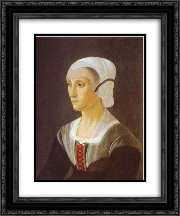 Portrait of Lucrezia Tornabuoni 20x24 Black Ornate Wood Framed Art Print Poster with Double Matting by Ghirlandaio, Domenico