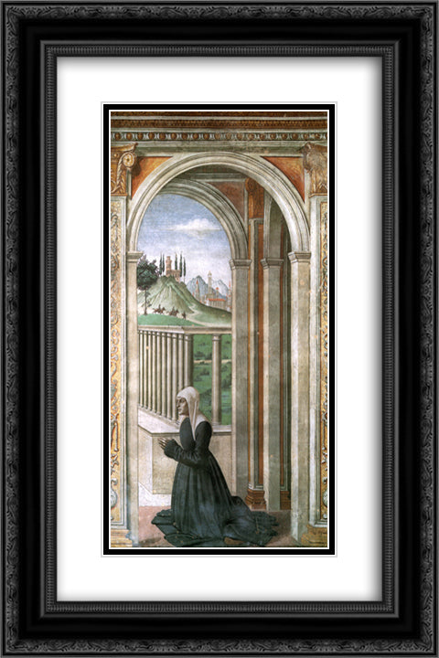 Portrait of the Donor Francesca Pitti Tornabuoni 16x24 Black Ornate Wood Framed Art Print Poster with Double Matting by Ghirlandaio, Domenico