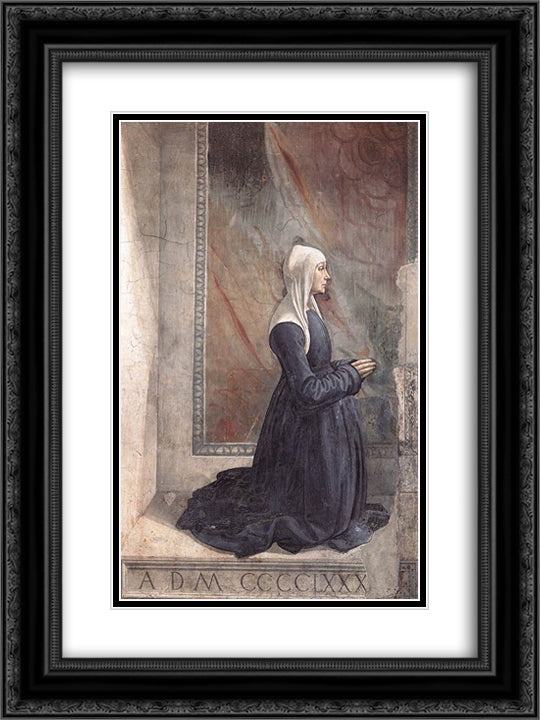 Portrait of the Donor Nera Corsi Sassetti 18x24 Black Ornate Wood Framed Art Print Poster with Double Matting by Ghirlandaio, Domenico