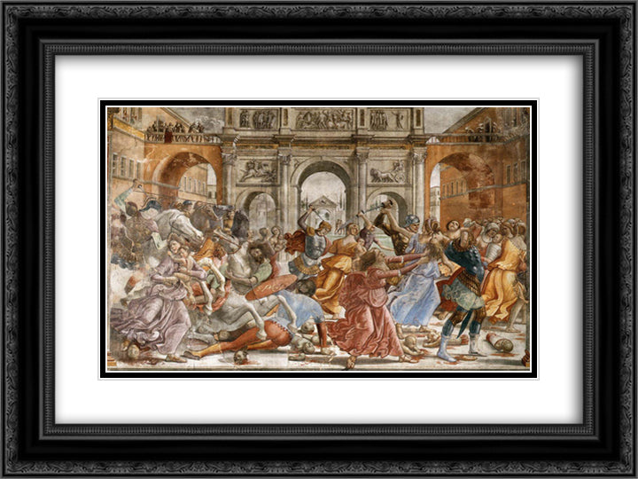 Slaughter of the Innocents 24x18 Black Ornate Wood Framed Art Print Poster with Double Matting by Ghirlandaio, Domenico
