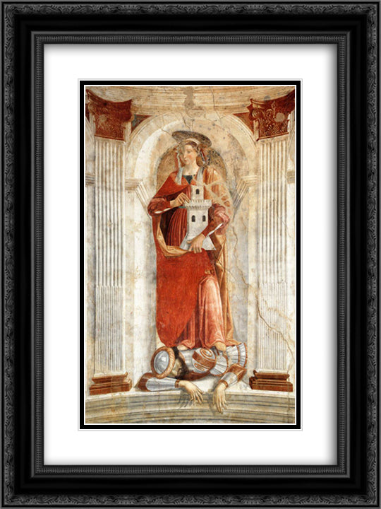 St. Barbara 18x24 Black Ornate Wood Framed Art Print Poster with Double Matting by Ghirlandaio, Domenico