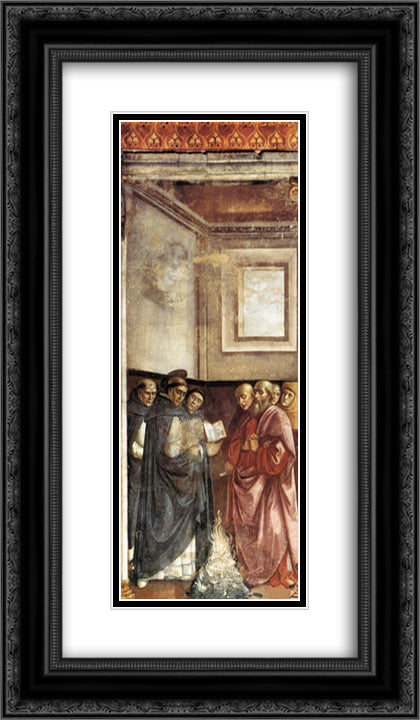 St. Dominic Burning Heretical Writings 14x24 Black Ornate Wood Framed Art Print Poster with Double Matting by Ghirlandaio, Domenico