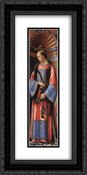 St. Stephen the Martyr 12x24 Black Ornate Wood Framed Art Print Poster with Double Matting by Ghirlandaio, Domenico