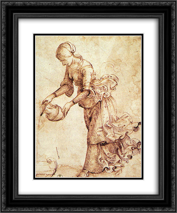 Study 20x24 Black Ornate Wood Framed Art Print Poster with Double Matting by Ghirlandaio, Domenico