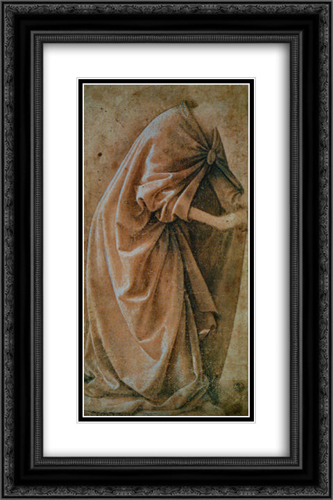 Study of Garments 16x24 Black Ornate Wood Framed Art Print Poster with Double Matting by Ghirlandaio, Domenico