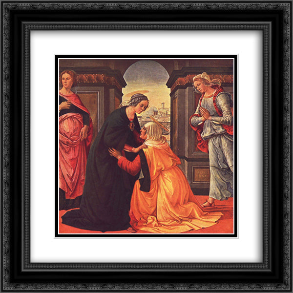 The Visitation 20x20 Black Ornate Wood Framed Art Print Poster with Double Matting by Ghirlandaio, Domenico