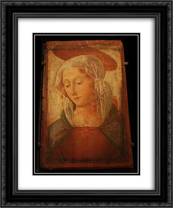 Virgin Mary 20x24 Black Ornate Wood Framed Art Print Poster with Double Matting by Ghirlandaio, Domenico