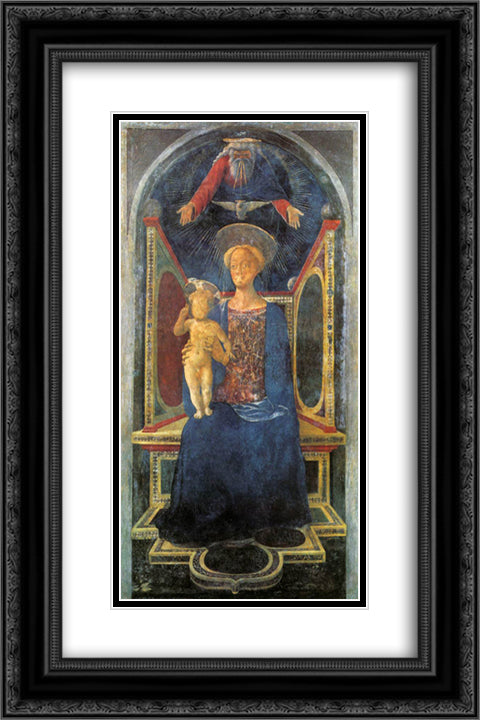 Madonna and Child 16x24 Black Ornate Wood Framed Art Print Poster with Double Matting by Veneziano, Domenico