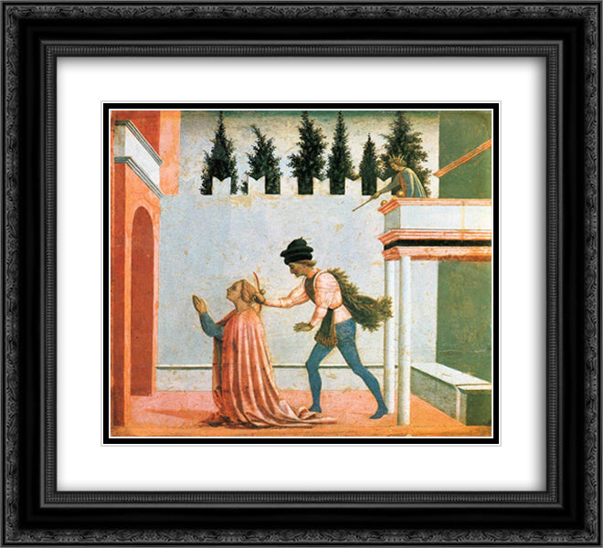Martyrdom of St. Lucy 22x20 Black Ornate Wood Framed Art Print Poster with Double Matting by Veneziano, Domenico