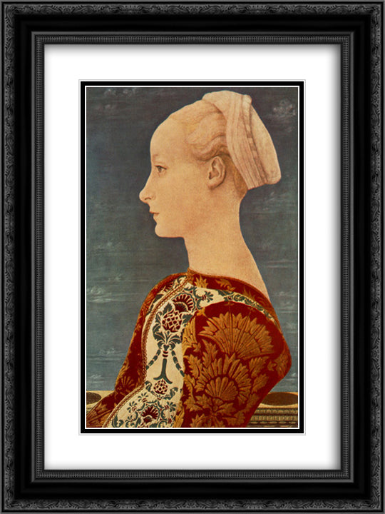 Portrait of a Young Woman 18x24 Black Ornate Wood Framed Art Print Poster with Double Matting by Veneziano, Domenico