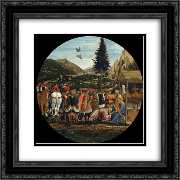 The Adoration of the Magi 20x20 Black Ornate Wood Framed Art Print Poster with Double Matting by Veneziano, Domenico