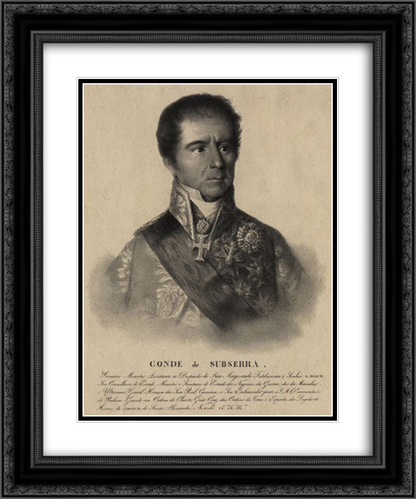 Manuel Inacio Martins Pamplona Corte Real, count of Subserra 20x24 Black Ornate Wood Framed Art Print Poster with Double Matting by Sequeira, Domingos