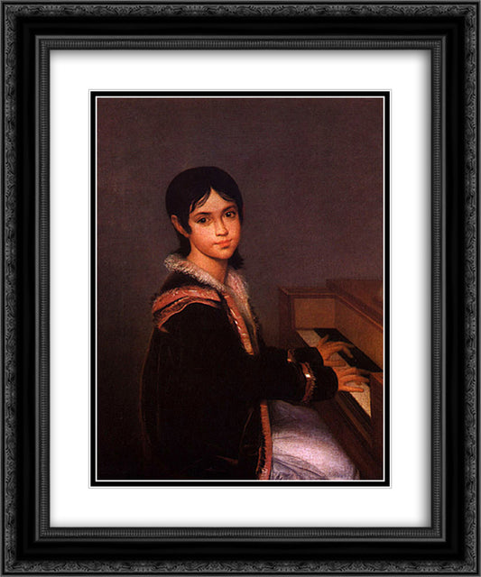 Mariana Benedita Sequeira 20x24 Black Ornate Wood Framed Art Print Poster with Double Matting by Sequeira, Domingos