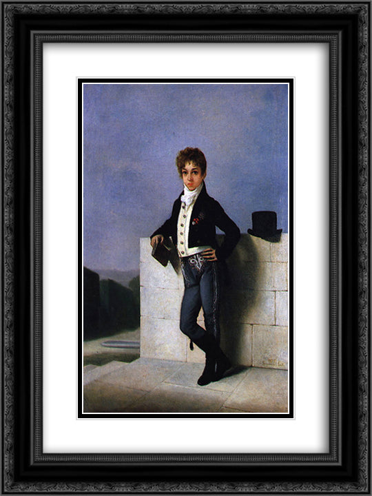 Retrato de Conde de Farrobo 18x24 Black Ornate Wood Framed Art Print Poster with Double Matting by Sequeira, Domingos