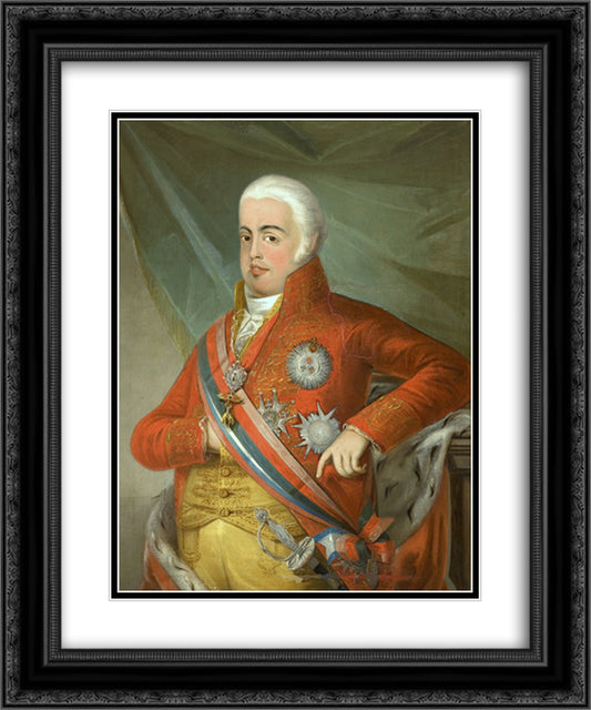 Retrato de D. Joo VI, Rei de Portugal 20x24 Black Ornate Wood Framed Art Print Poster with Double Matting by Sequeira, Domingos