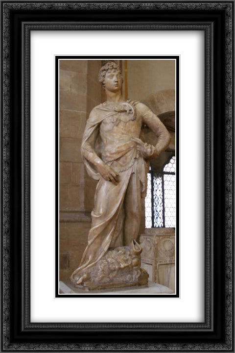 David 16x24 Black Ornate Wood Framed Art Print Poster with Double Matting by Donatello