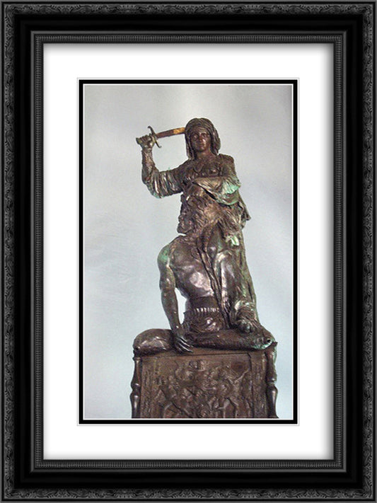 Judith and Holofernes 18x24 Black Ornate Wood Framed Art Print Poster with Double Matting by Donatello