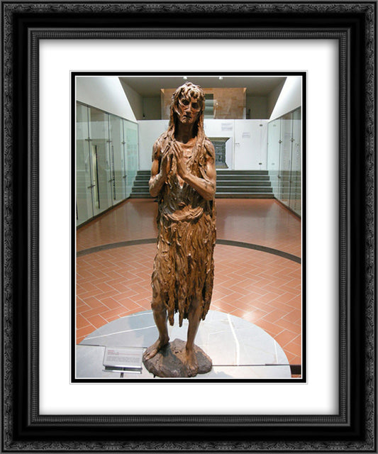 Magdalene Penitent 20x24 Black Ornate Wood Framed Art Print Poster with Double Matting by Donatello