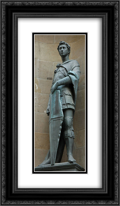 Statue of St. George in Orsanmichele, Florence 14x24 Black Ornate Wood Framed Art Print Poster with Double Matting by Donatello