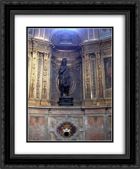 Statue of St. John the Baptist in the Duomo di Siena 20x24 Black Ornate Wood Framed Art Print Poster with Double Matting by Donatello